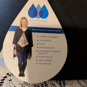 Women's Reversible Black and Cream Poncho